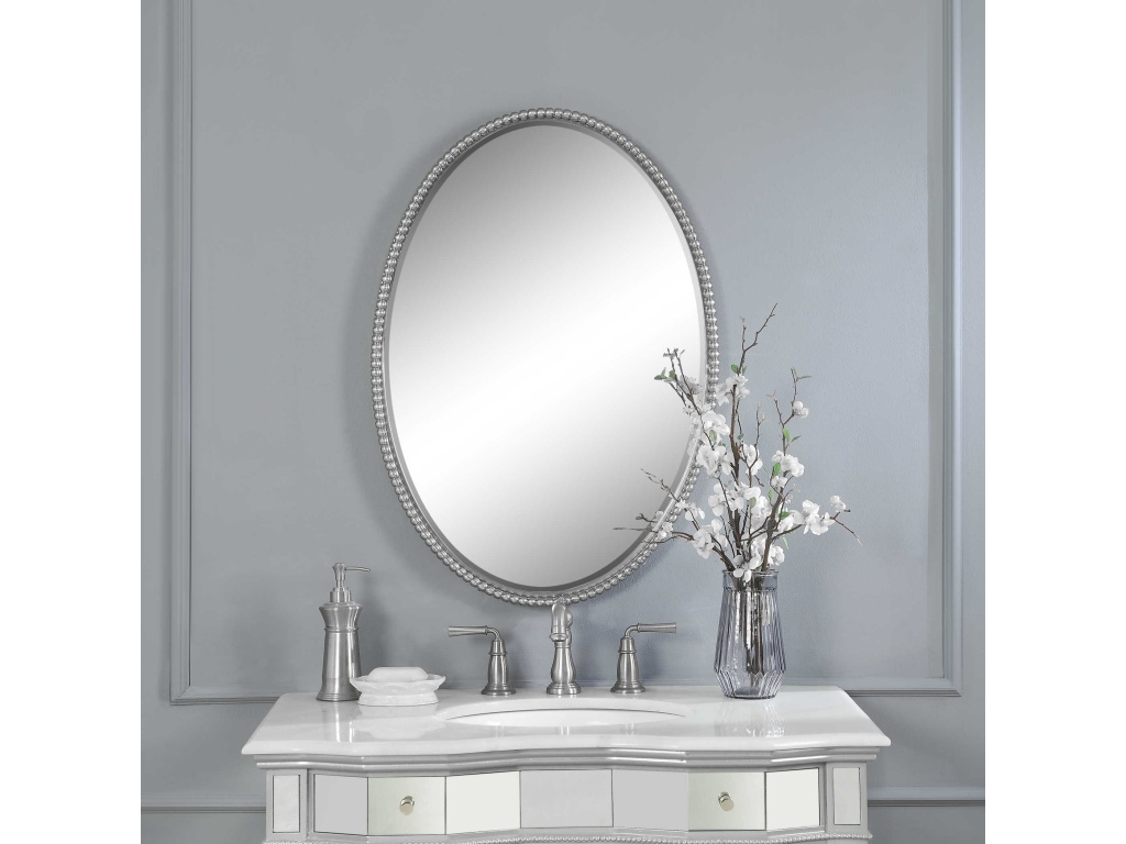 Sherise Oval Mirror, Nickel