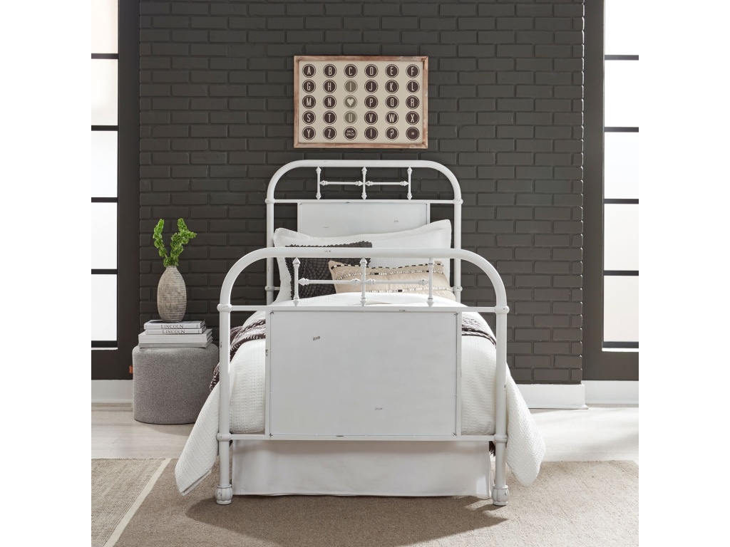 Twin Metal Bed - Antique White