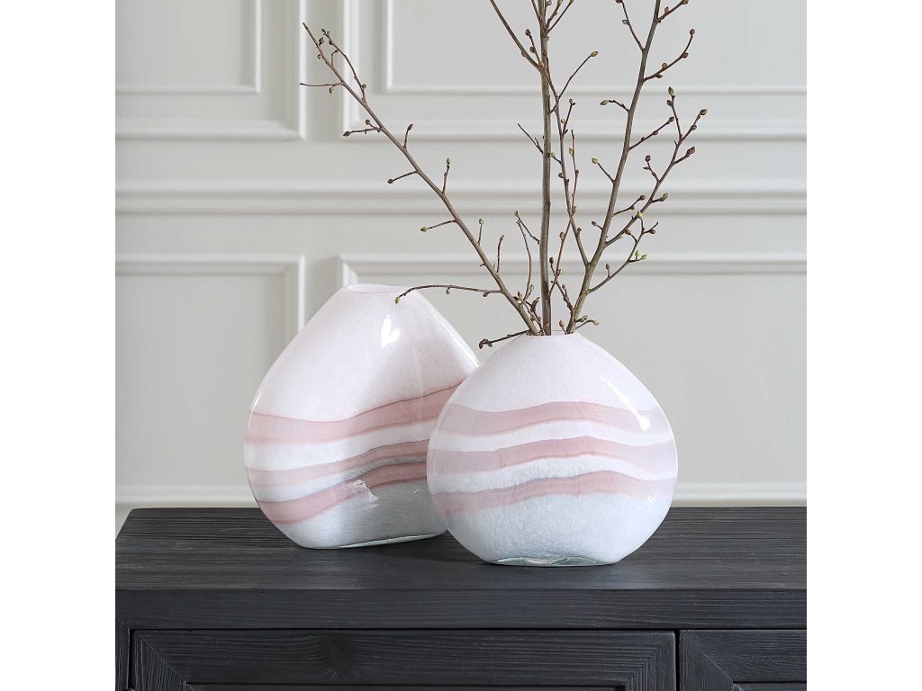 Blush Swirl, Vases, S/2