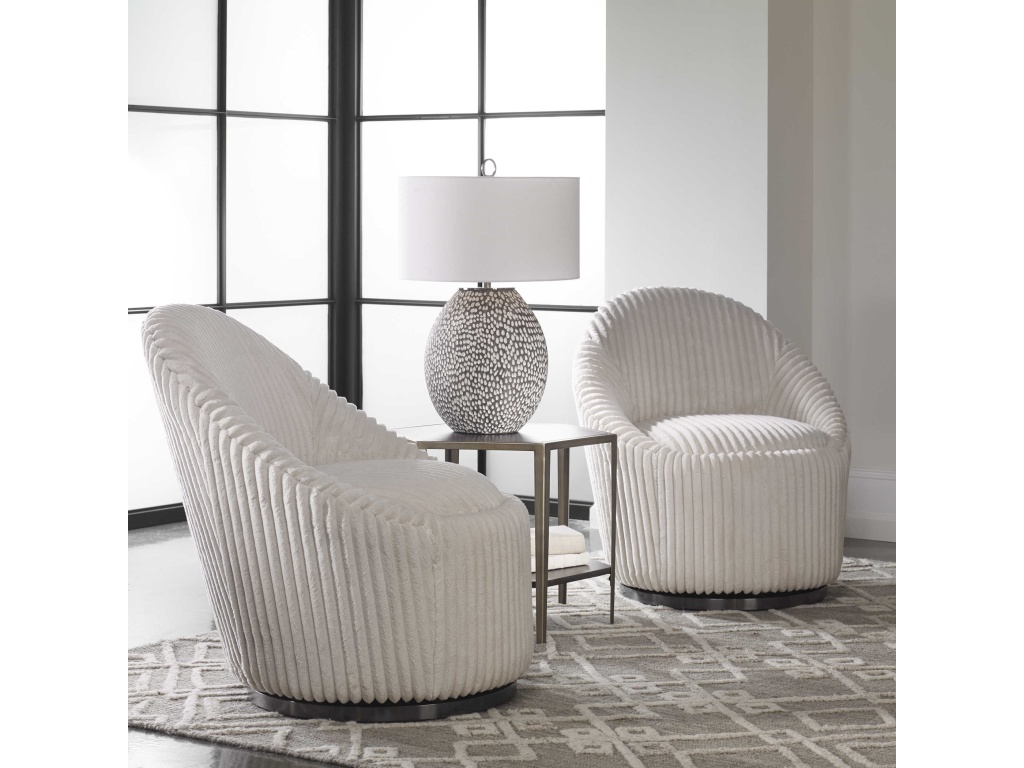 Crue Swivel Chair, Ivory