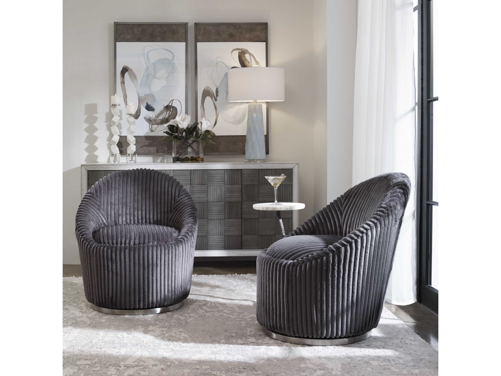 Crue Swivel Chair, Gunmetal