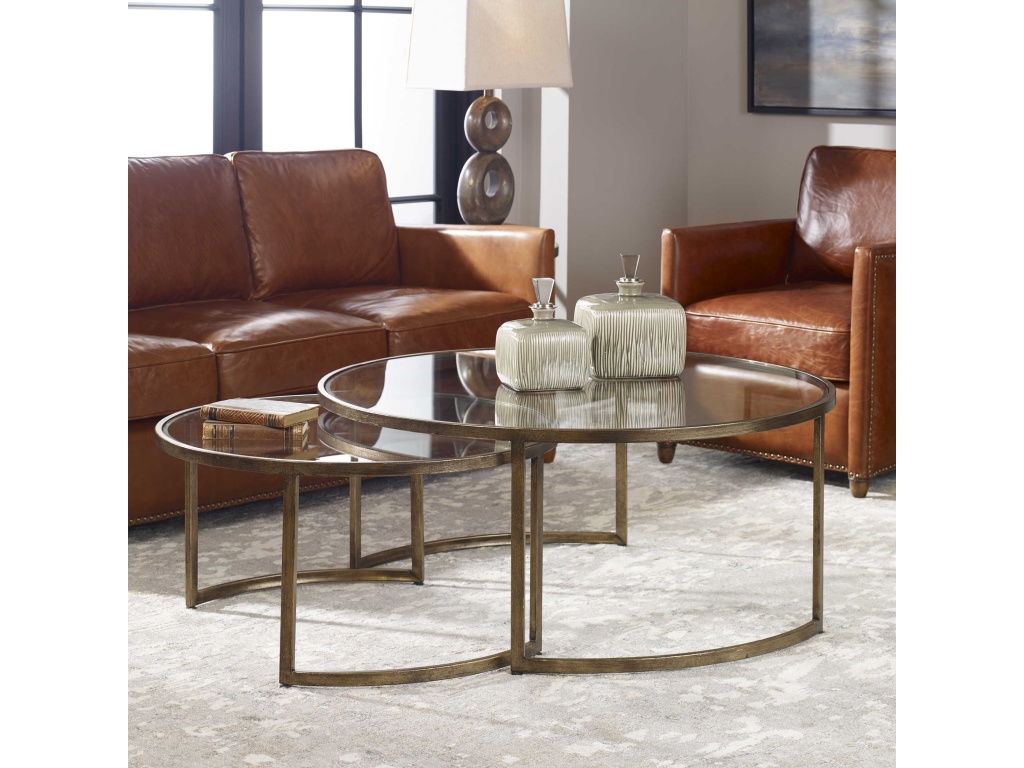 Rhea Nesting Coffee Tables, Gold, S/2