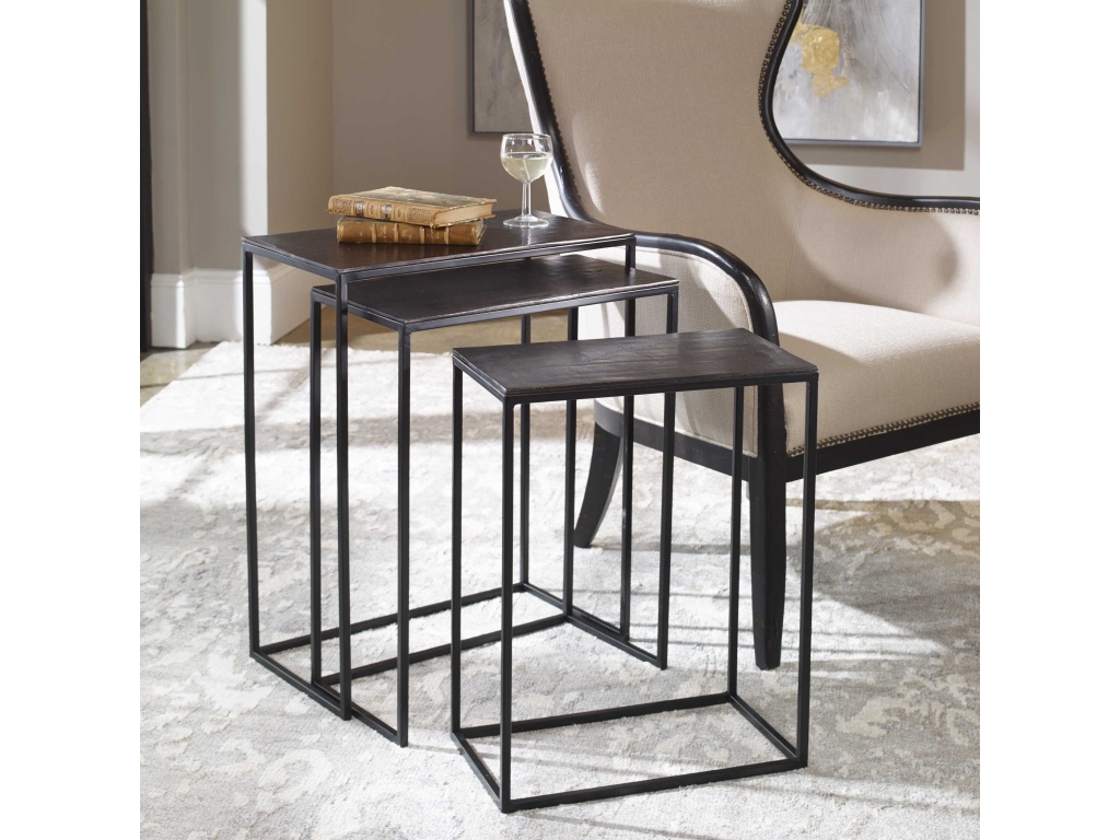 Coreene Nesting Tables, Black, S/3