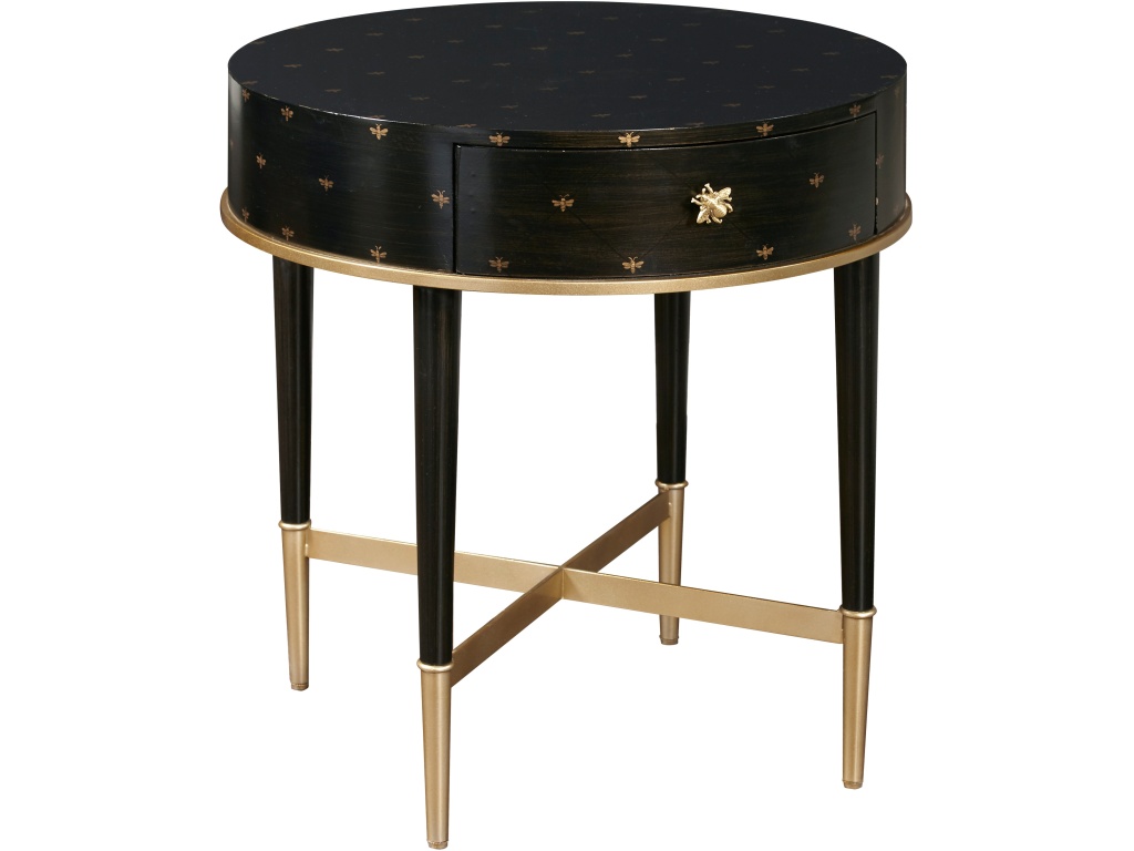 Soft Black Round Accent Table With Storage